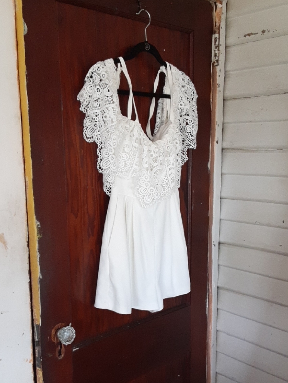 Parker White Lace-Trim Romper